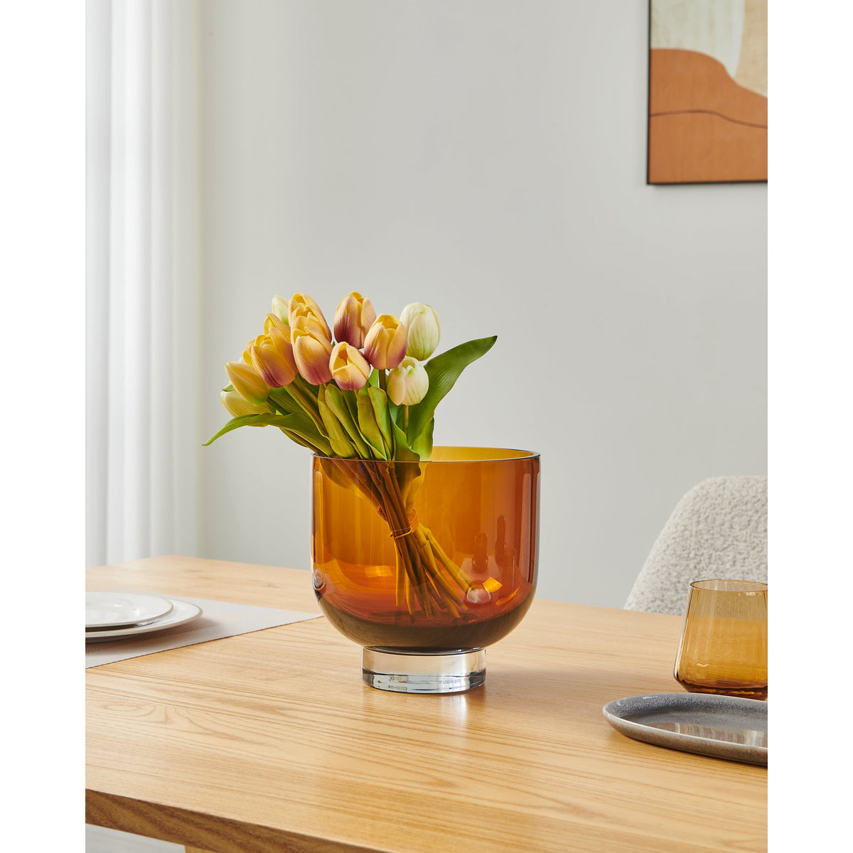 Tudiya Glass Vase 20cm - Amber