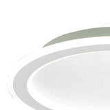 Close-up of the Mantra Tulum white flush ceiling light showing the polycarbonate rim and textured crystalline centre diffuser on a white background.