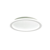 Mantra Tulum round flush ceiling light in white polycarbonate with a textured crystalline centre diffuser and integrated LED, on a plain background.