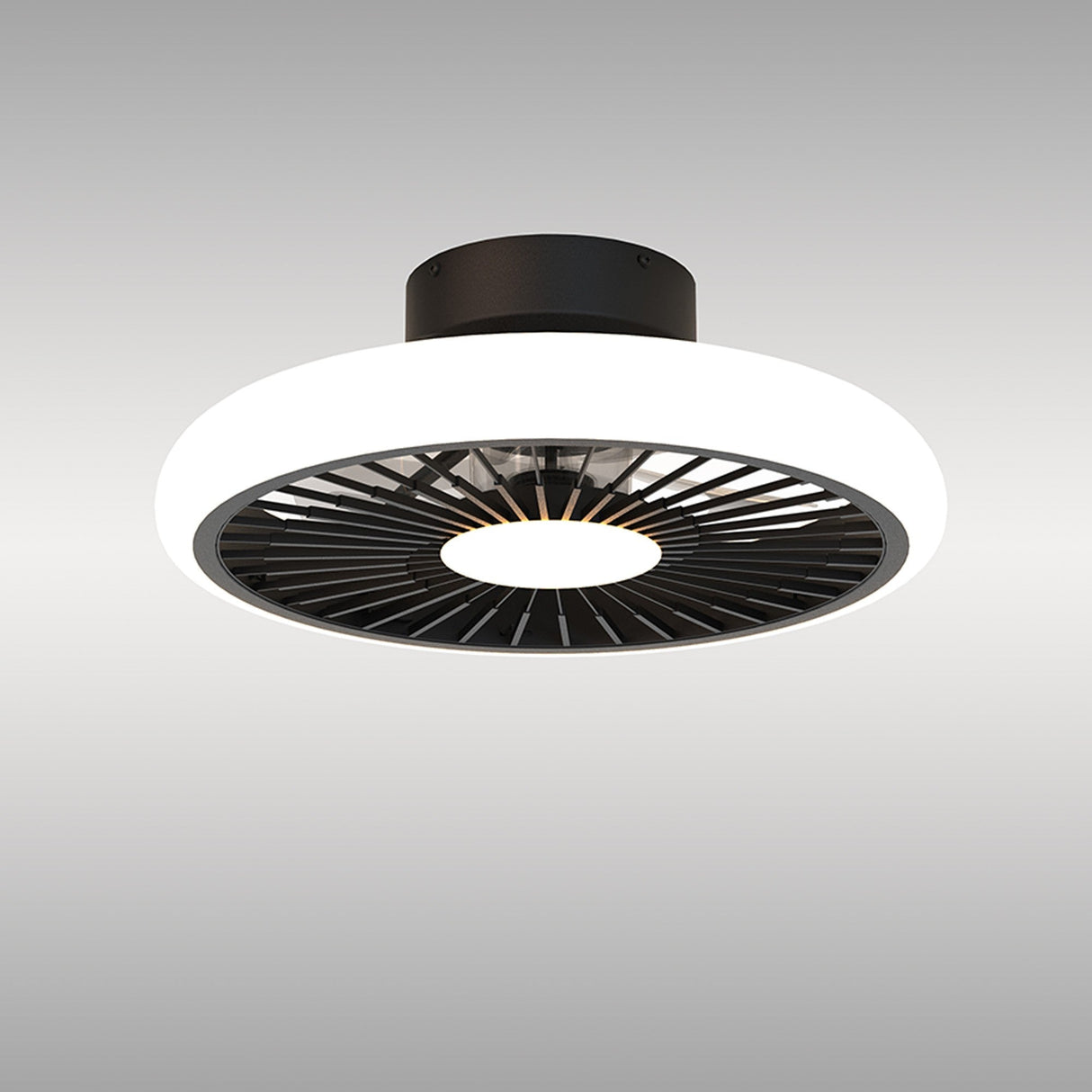 Turbo CCT Dimmable LED Ceiling Retractable Fan Light With Remote - Black