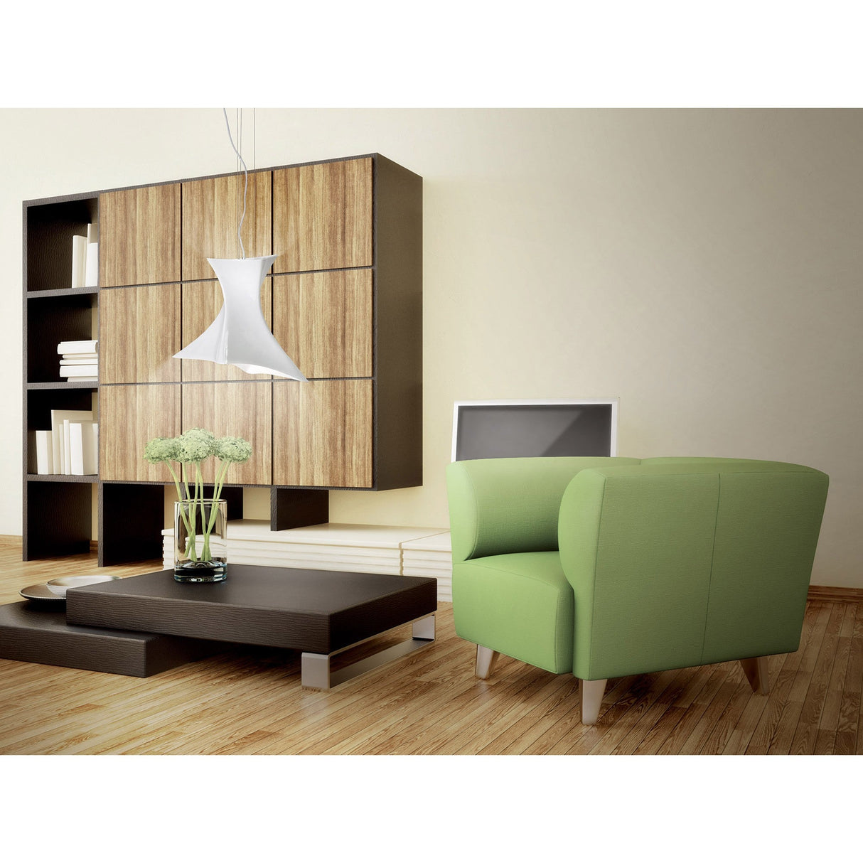 Twist 1 Light Pendant Light – Gloss White & Polished Chrome