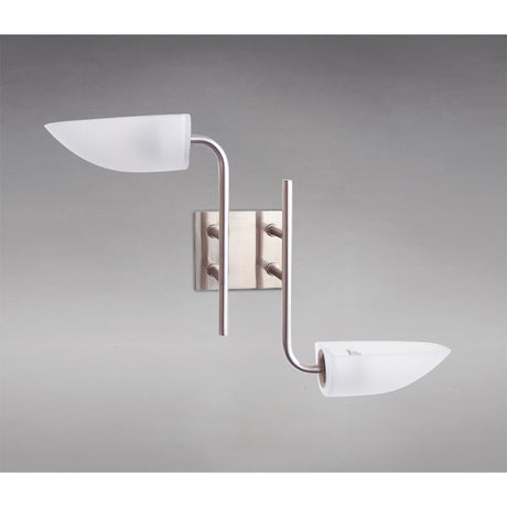 Udine 2 Light Frosted Glass Wall Light - Satin Chrome