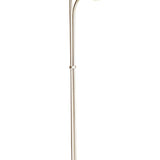 The Udine 2 Light Frosted Glass Floor Lamp in satin chrome features a slim, arched stand with two frosted glass shades for a modern touch.