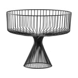 Ueda black metal decorative bowl, 30 x 25cm, with an open wire basket on a flared pedestal base, shown against a plain white background.