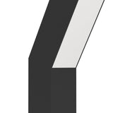 Ugento LED bollard light with a slim black aluminium post bending forward into an angled head, featuring a white plastic diffuser along the lit face, shown on a plain white background.