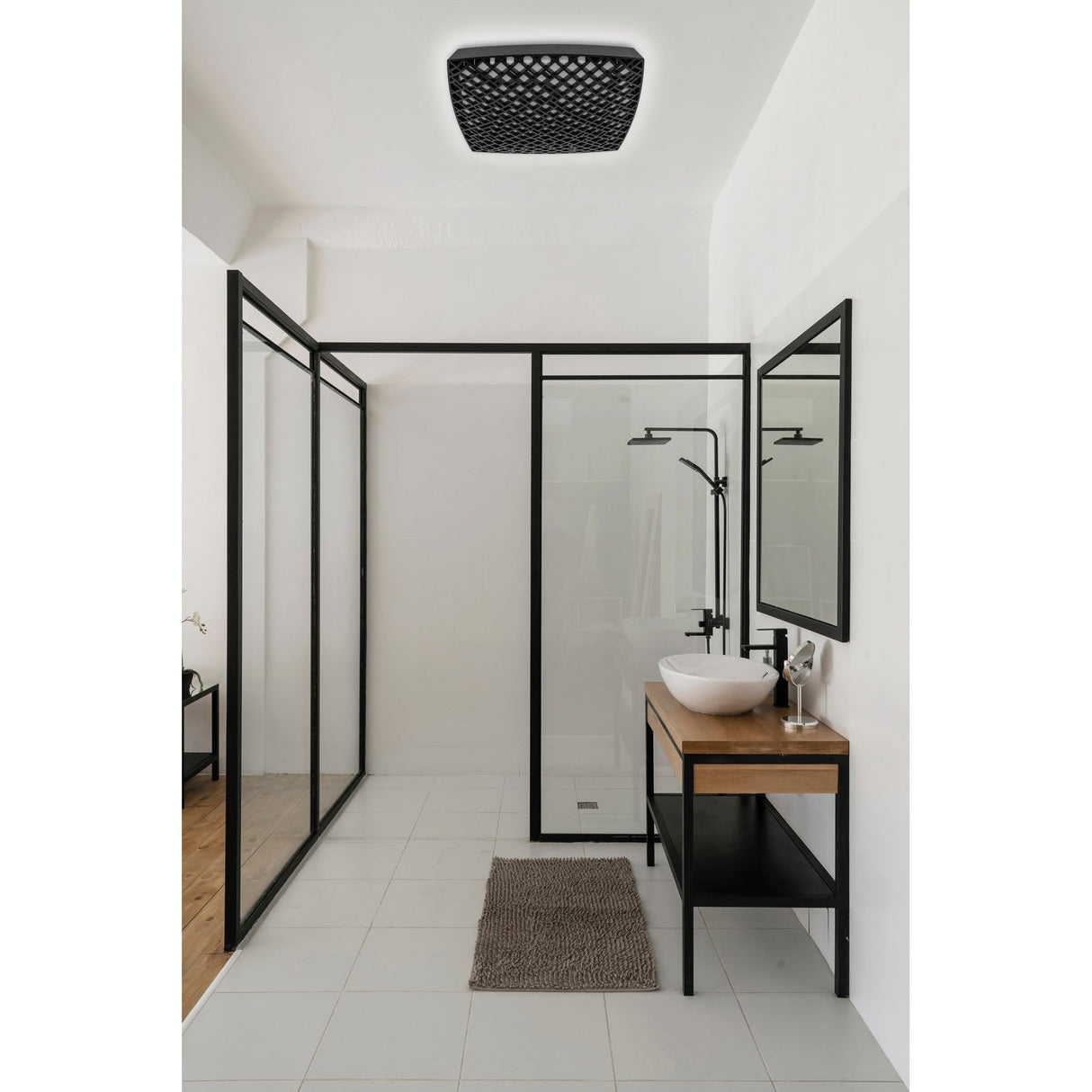 Urban CCT Dimmable LED Flush Ceiling Light With Remote Control 56W - Black