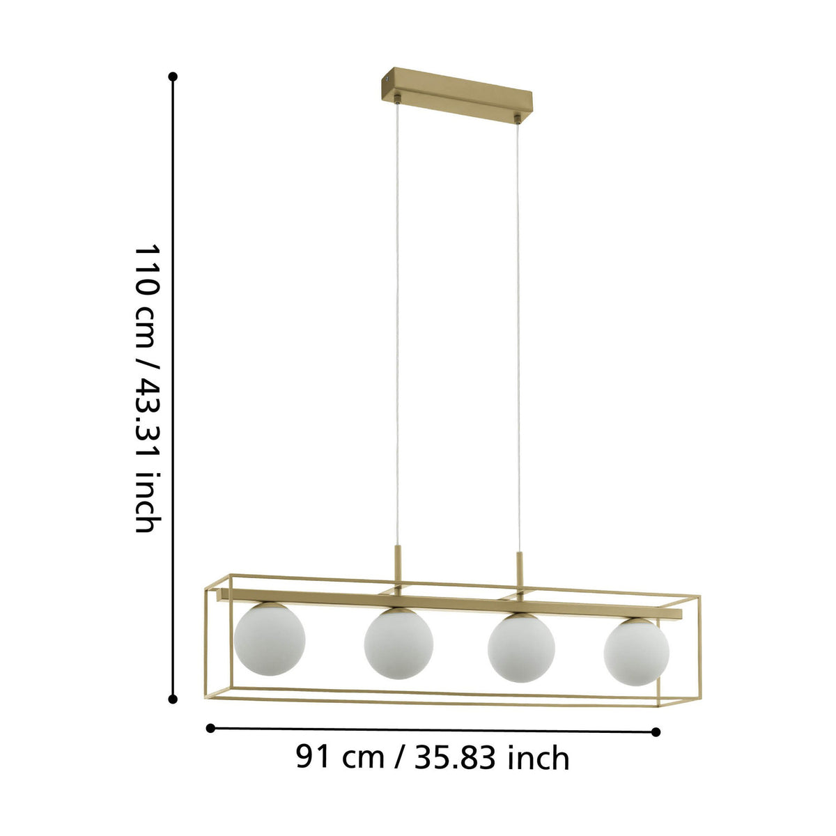 Vallaspra Glass Linear Pendant Light - Champagne