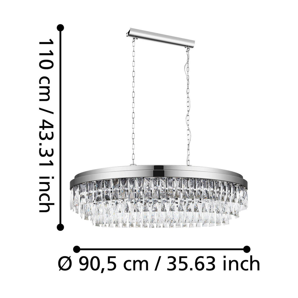 Valparaiso 1 Clear Glass 10 Light Linear Pendant Light - Chrome
