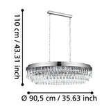 Valparaiso 1 Clear Glass 10 Light Linear Pendant Light - Chrome