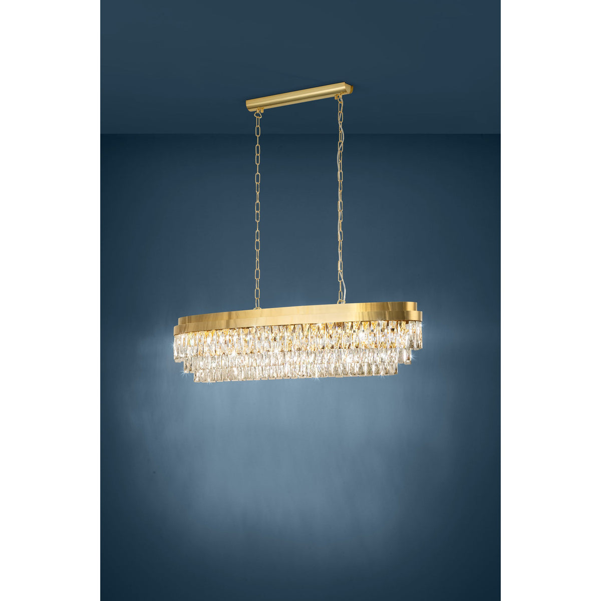Valparaiso Clear Glass 13 Light Linear Pendant Light - Gold