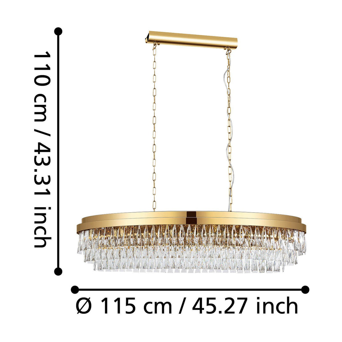 Valparaiso Clear Glass 13 Light Linear Pendant Light - Gold