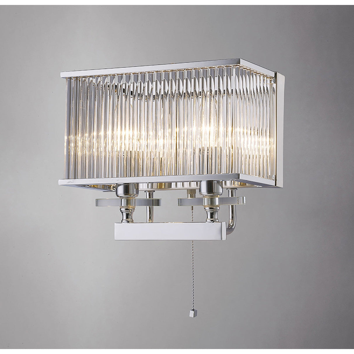 Vanessa 2 Light Crystal Wall Light With Switch - Chrome