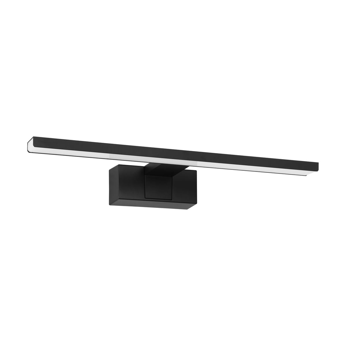 Varette 40cm LED bathroom mirror light in black, a slim aluminium bar with white plastic diffuser on a rectangular wall mount, shown on a plain white background.