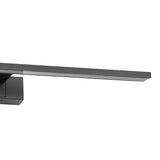 Close-up of the Varette LED Bathroom Mirror Light 60cm in black, a slim aluminium bar with white plastic diffuser mounted on a rectangular wall block, shown against a plain white background.