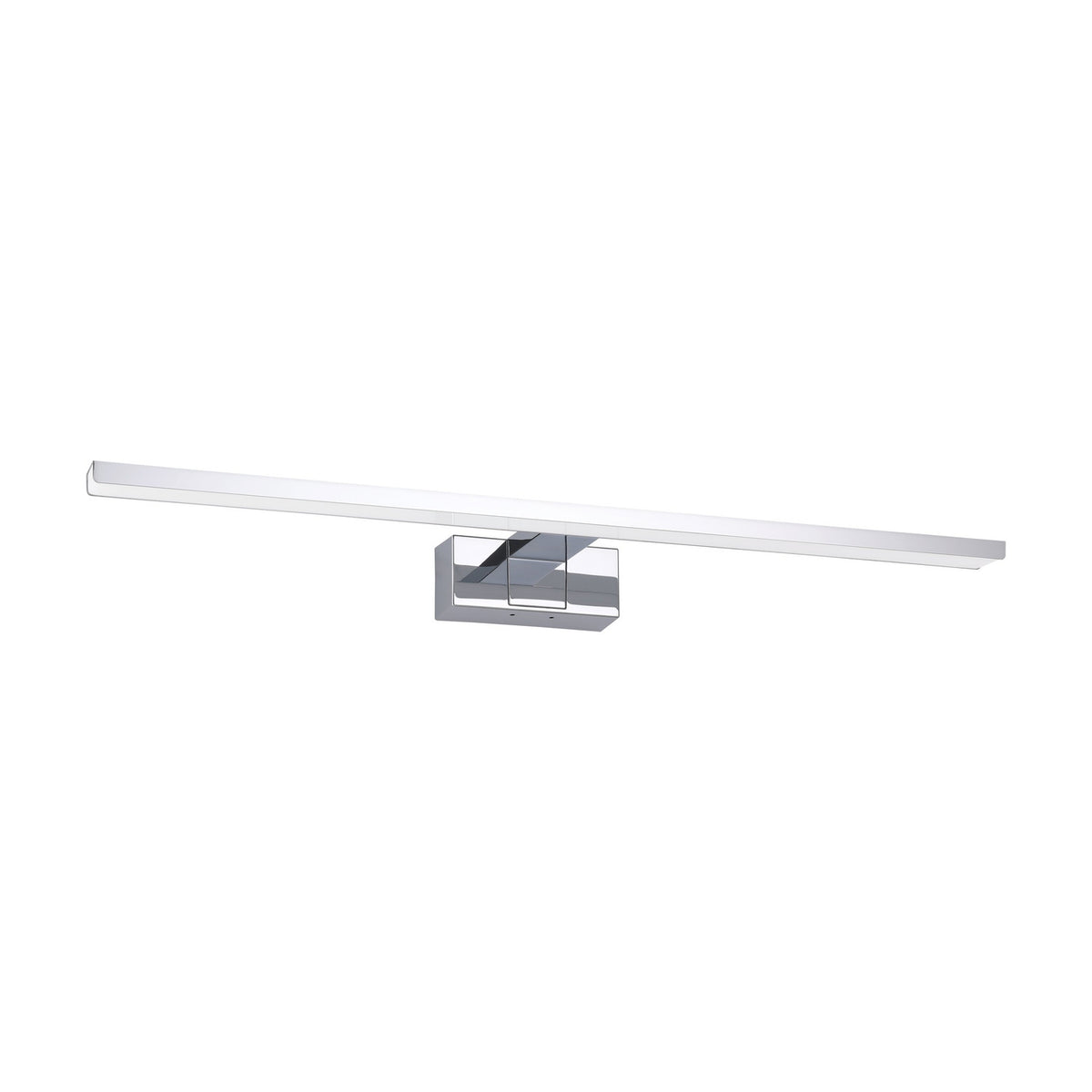 Varette LED bathroom mirror light, 60cm slim chrome bar with white plastic diffuser on a squared wall-mounted bracket, shown on a plain white background.
