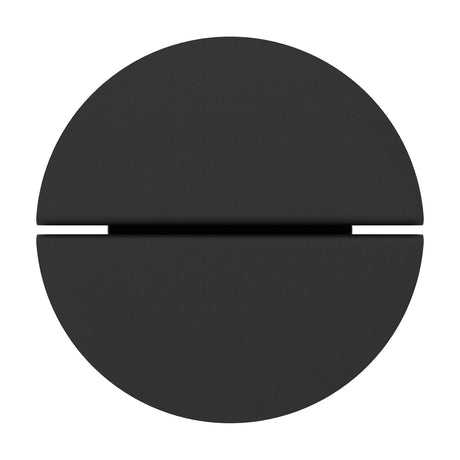 Vascella LED Wall Light 18cm in black stainless steel, round disc design split by a narrow horizontal slot, shown on a plain white background.