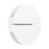 Vascella LED Wall Light 18cm in white stainless steel, round design with two half-disc plates and a slim horizontal slot between them, shown on a plain white background.