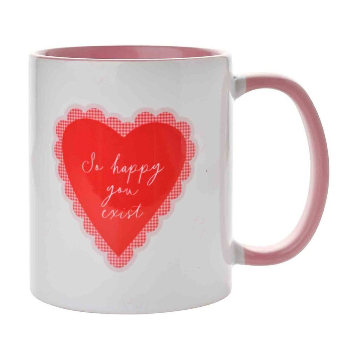 So Happy You Exist Heart Stoneware Mug 11oz - White & Pink
