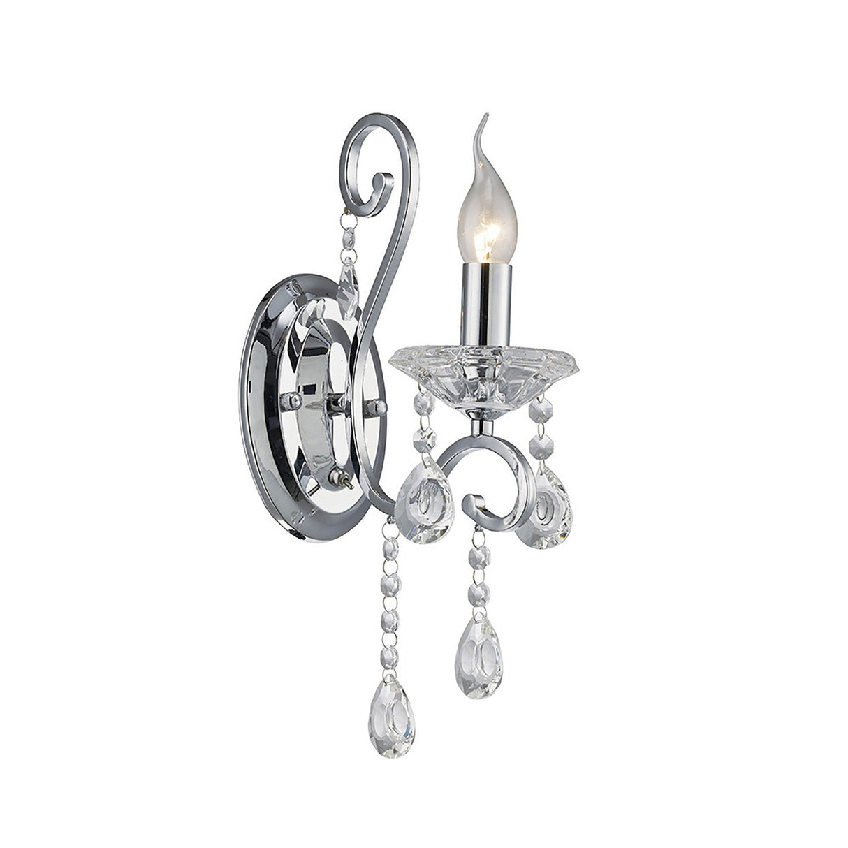 Vela 1 Light Crystal Wall Light - Chrome