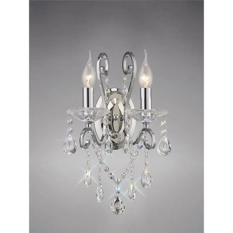 Vela 2 Light Crystal Wall Light - Chrome