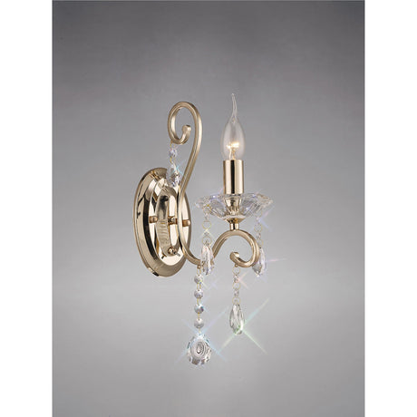 Vela 1 Light Crystal Wall Light - Gold