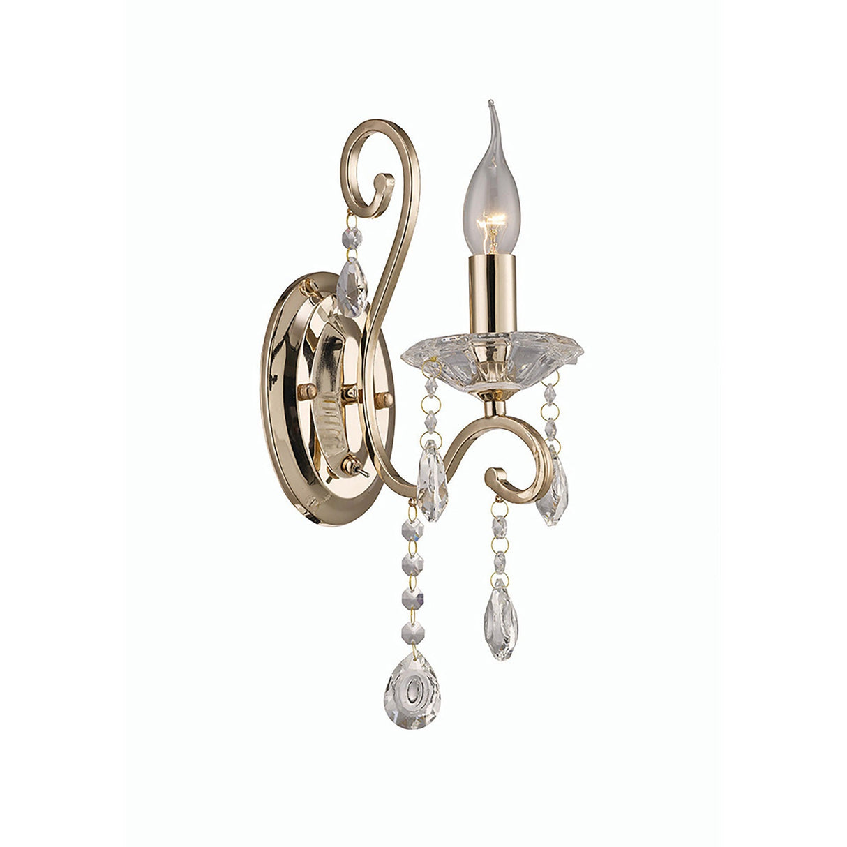 Vela 1 Light Crystal Wall Light - Gold