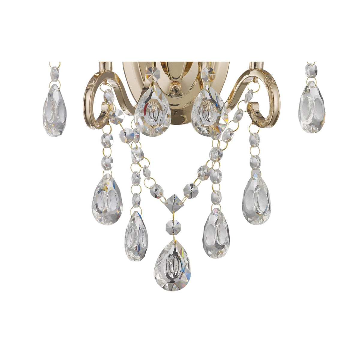 Vela 2 Light Crystal Wall Light - Gold