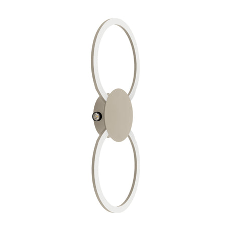 Venticello 1 LED flush ceiling light in Sand, featuring two white ring shades joined by a round central disc, shown against a plain white background.