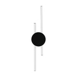 Venticello LED Flush Ceiling Light in black, featuring a round aluminium disc canopy with two offset white diffuser bars of varying length, shown on a plain white background.