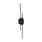 Venticello LED flush ceiling light in black, featuring a round disc canopy with two offset narrow light bars with white diffusers, shown on a plain white background.