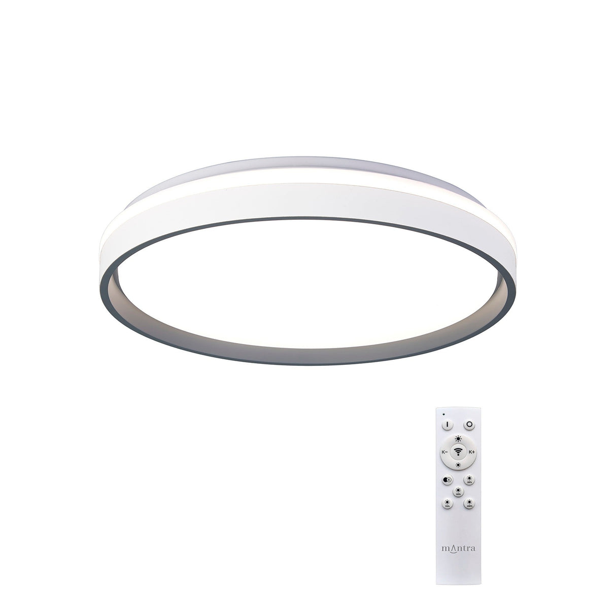 Verona CCT Dimmable LED Flush Ceiling Light With Remote Control 55W - Grey