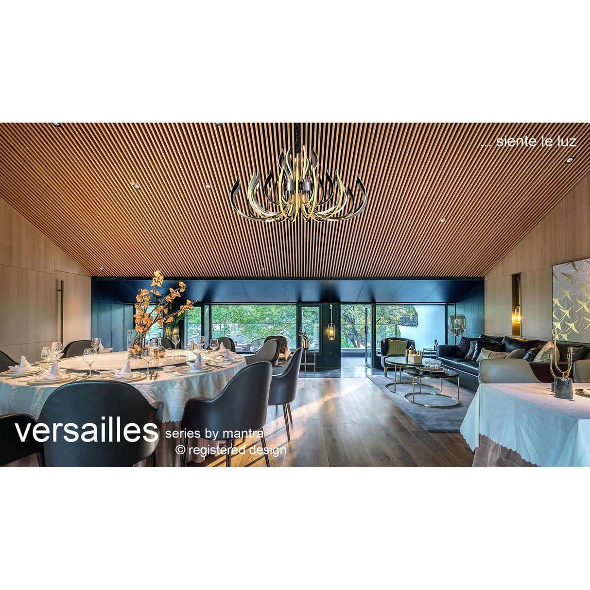 Versailles 133cm LED Chandelier 553W 3000K - Polished Chrome