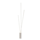 The Vertical Dimmable LED Floor Lamp 60W 3000K in white stands tall with a modern, abstract design, its sleek lines evoking minimalist style against a plain white background.