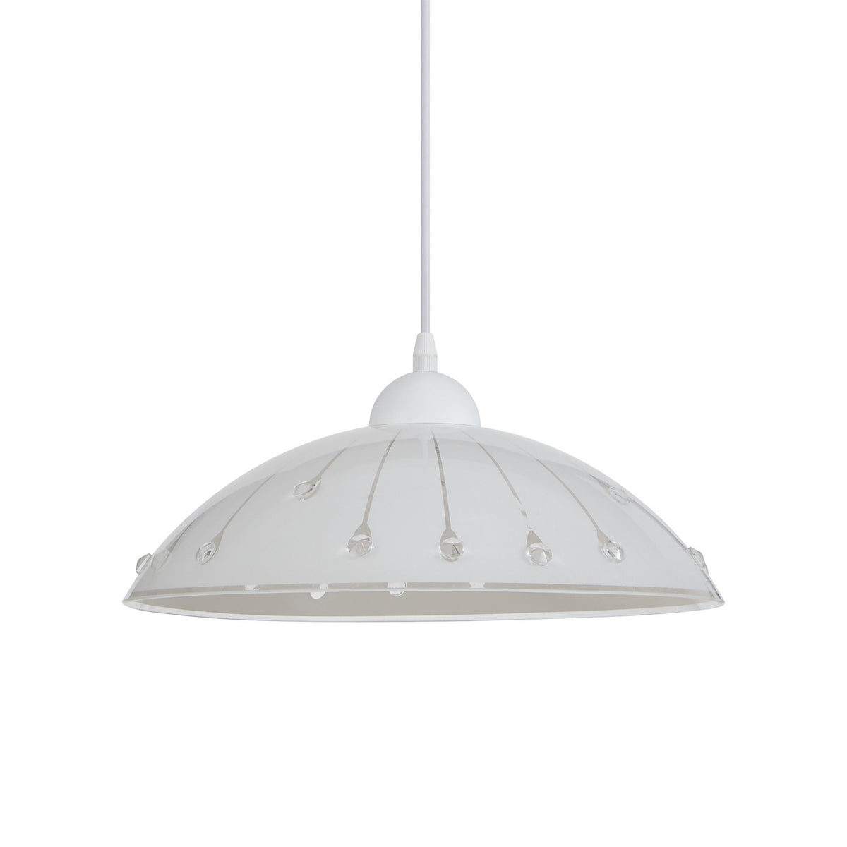 Vetro Glass Pendant Light 35cm - White & Clear