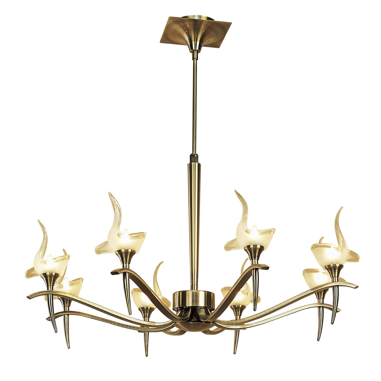 Viena 71.5cm Telescopic Round 8 Light Chandelier - Antique Brass