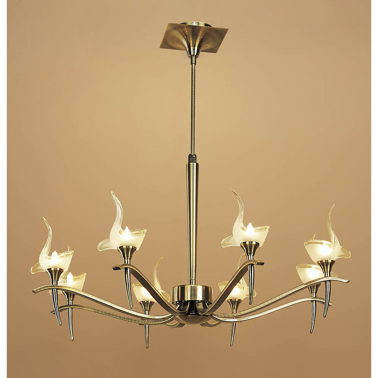 Viena 71.5cm Telescopic Round 8 Light Chandelier - Antique Brass