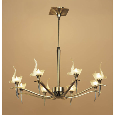 Viena 71.5cm Telescopic Round 8 Light Chandelier - Antique Brass