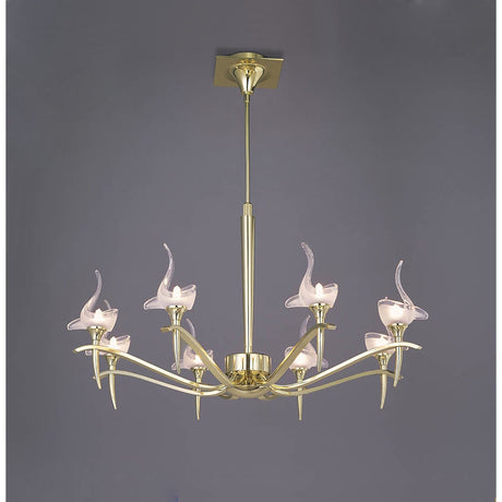 Viena 71.5cm Telescopic Round 8 Light Chandelier - Polished Brass