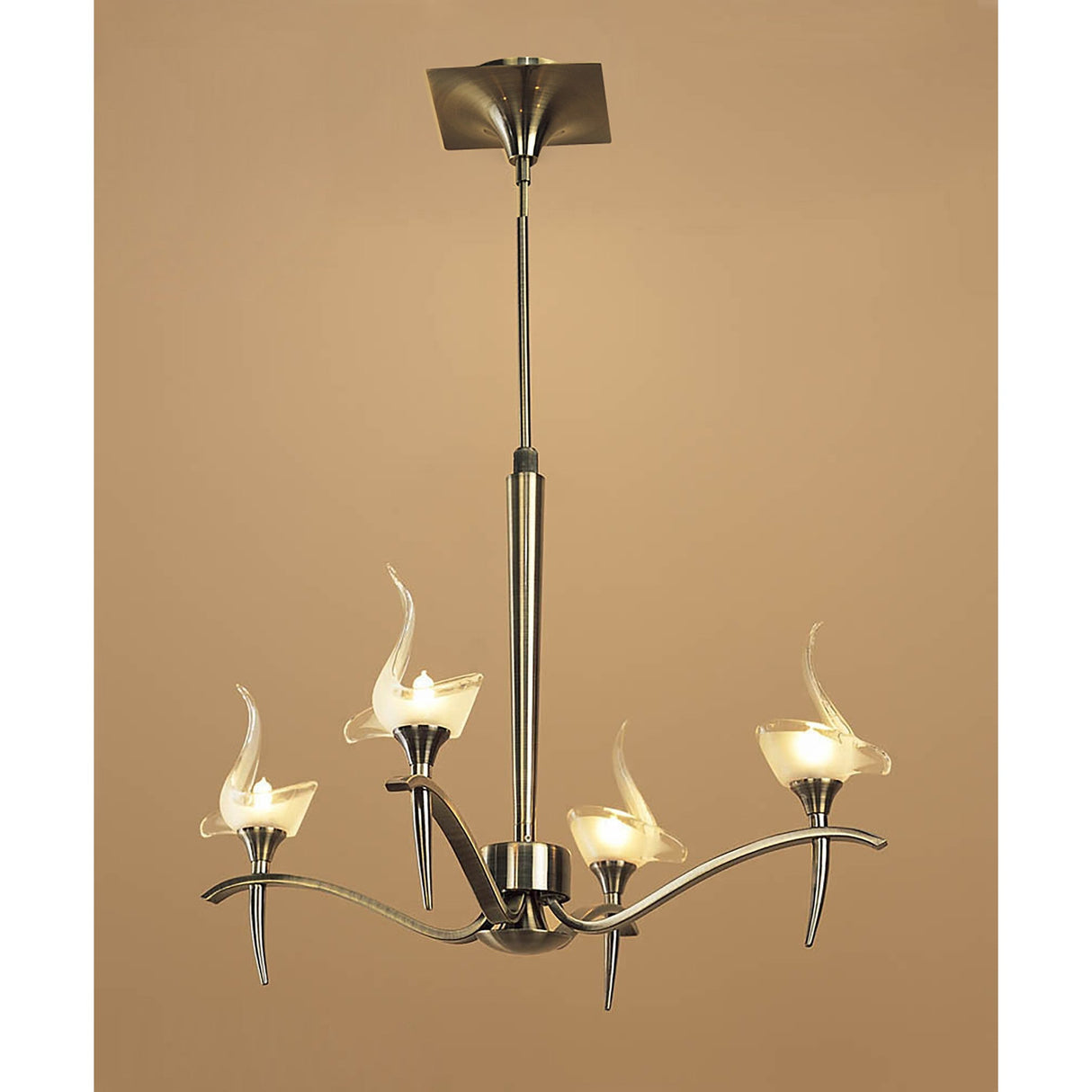 Viena 53cm Telescopic Round 4 Light Chandelier - Antique Brass