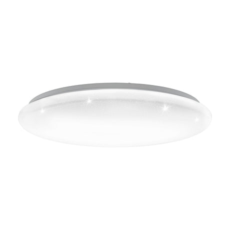 Vinvanne round LED flush ceiling light, 57cm, white steel body with a crystal-effect white plastic diffuser, shown on a plain white background.