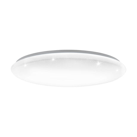 Vinvanne large round LED flush ceiling light, 76cm, white steel body with a white plastic crystal-effect diffuser, shown on a plain white background.