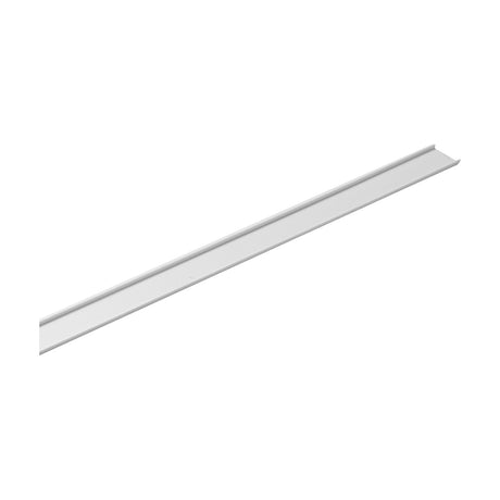Viora Magnetic Track Cover in white, a slim 1m strip with a shallow channel shape and upturned edge lips, shown on a plain white background.