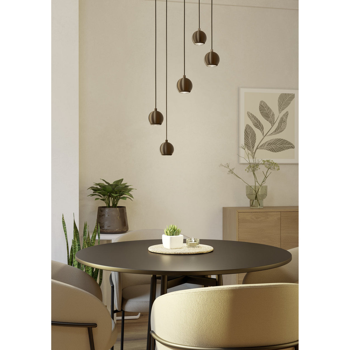 Visvette 5 Light Pendant - Dark Bronze