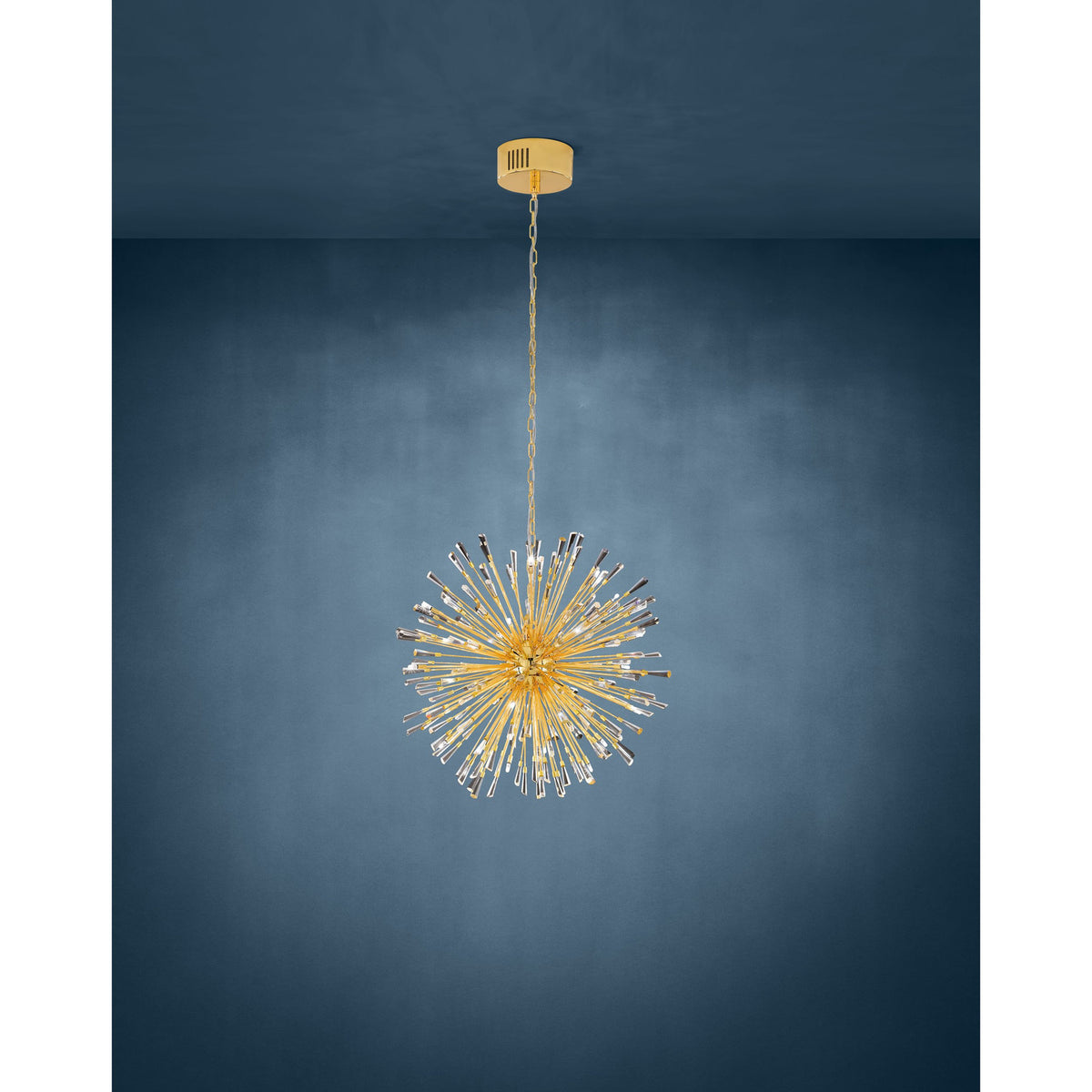 Vivaldo 1 Clear Glass 21 Light Pendant - Gold
