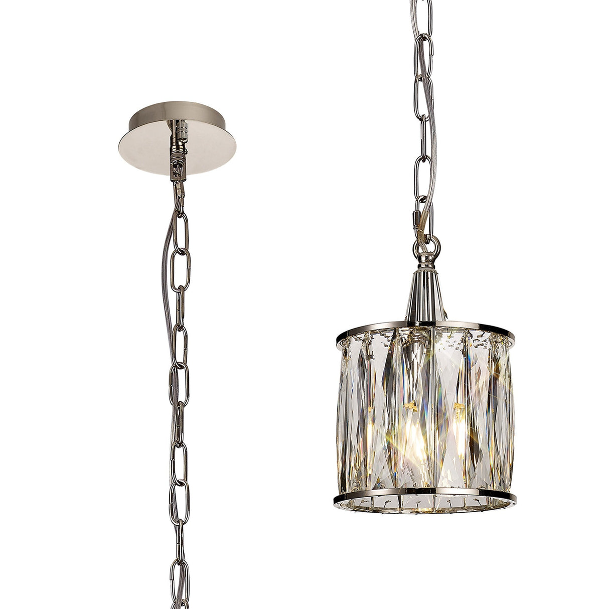 Vivienne 17cm 1 Light Crystal Pendant Light - Polished Nickel