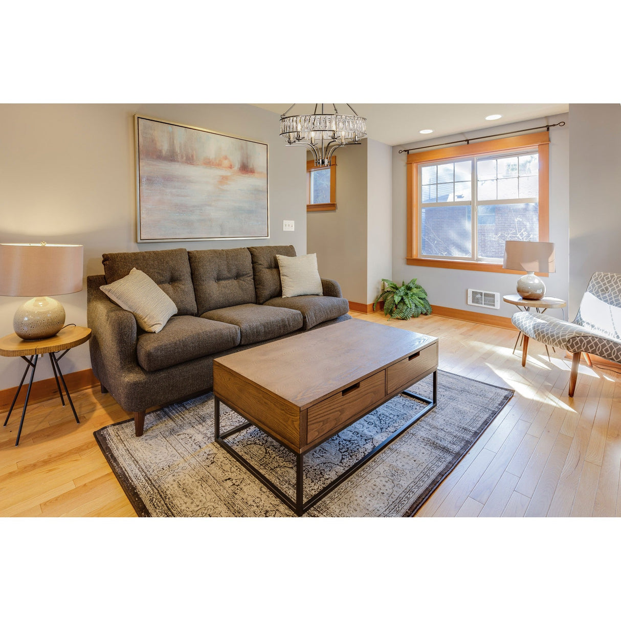 Vivienne 60cm 6 Light Crystal Chandelier/Semi Ceiling - Polished Nickel