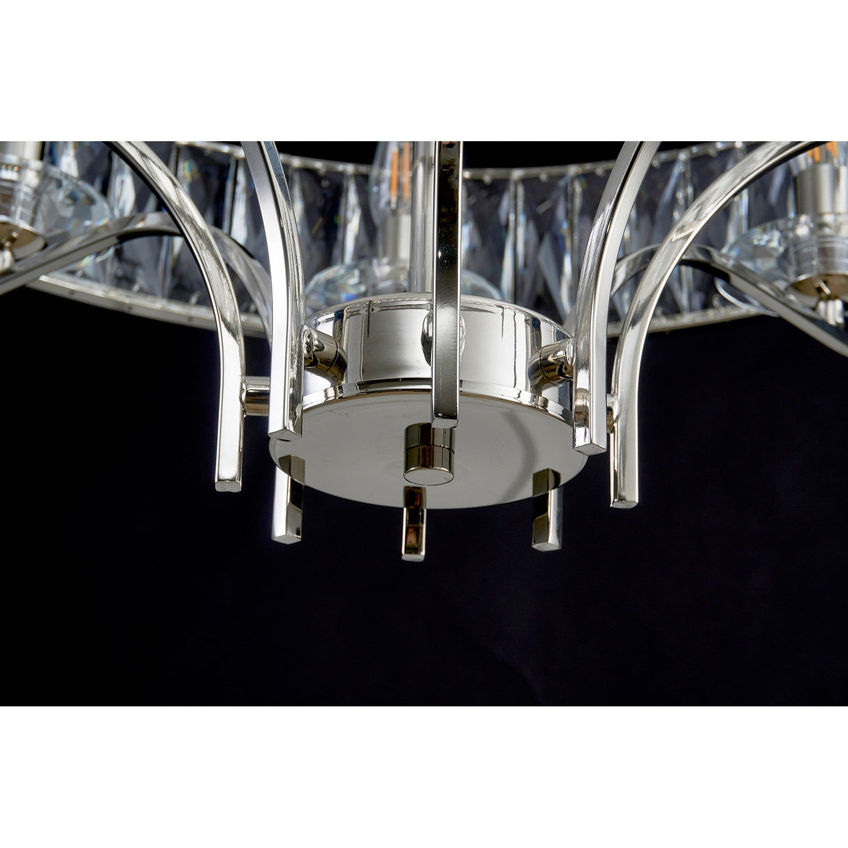 Vivienne 70cm 8 Light Crystal Chandelier/Semi Ceiling - Nickel