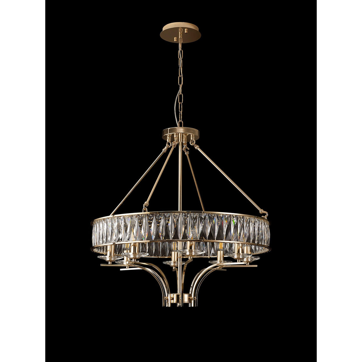 Vivienne 70cm 8 Light Crystal Chandelier/Semi Ceiling - French Gold