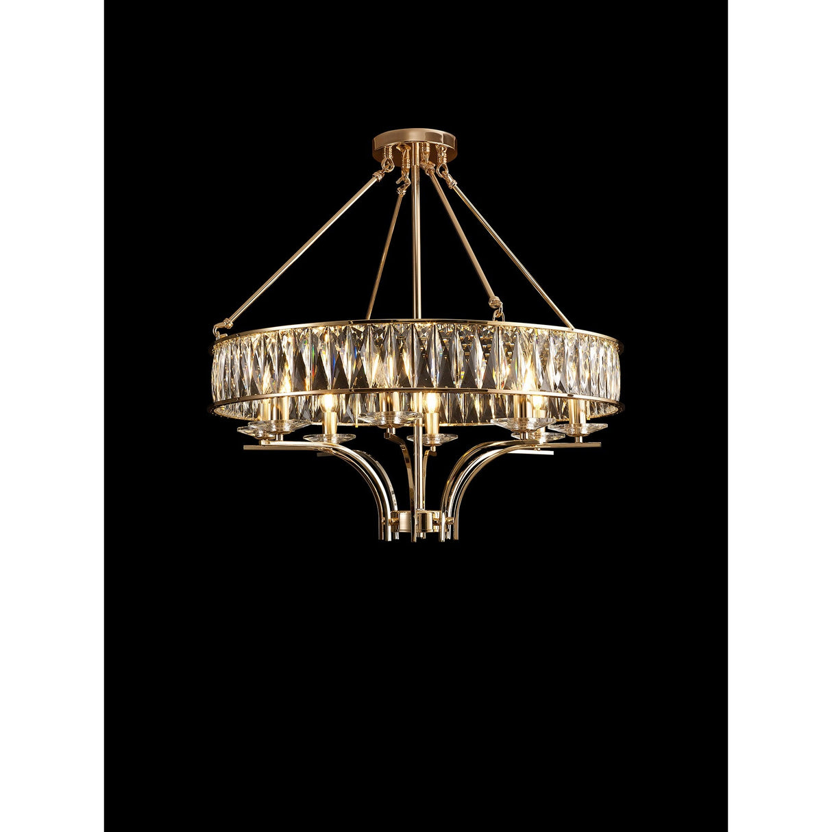 Vivienne 70cm 8 Light Crystal Chandelier/Semi Ceiling - French Gold
