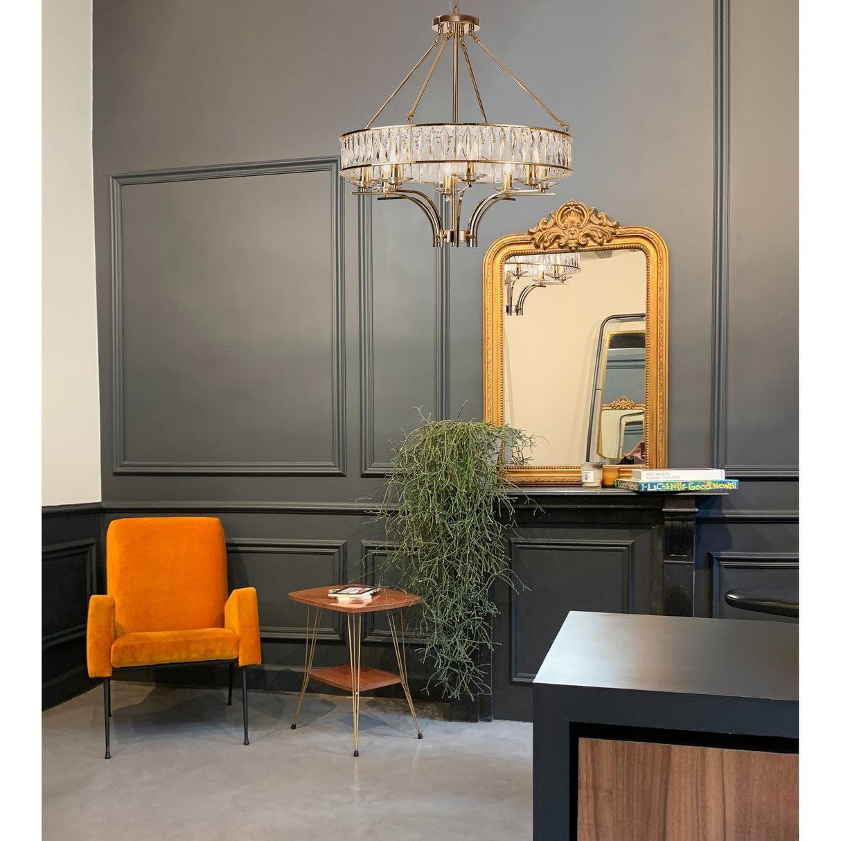 Vivienne 70cm 8 Light Crystal Chandelier/Semi Ceiling - French Gold